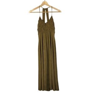 Zara Light Brown Smocked Bust Sleeveless Maxi Dress S